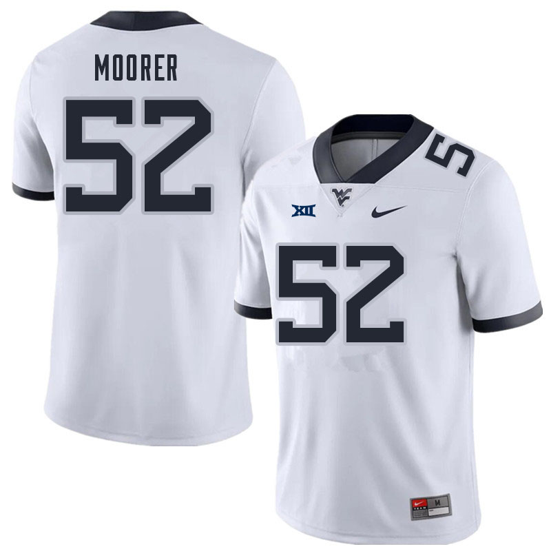 Men #52 Parker Moorer West Virginia Mountaineers College Football Jerseys Sale-White